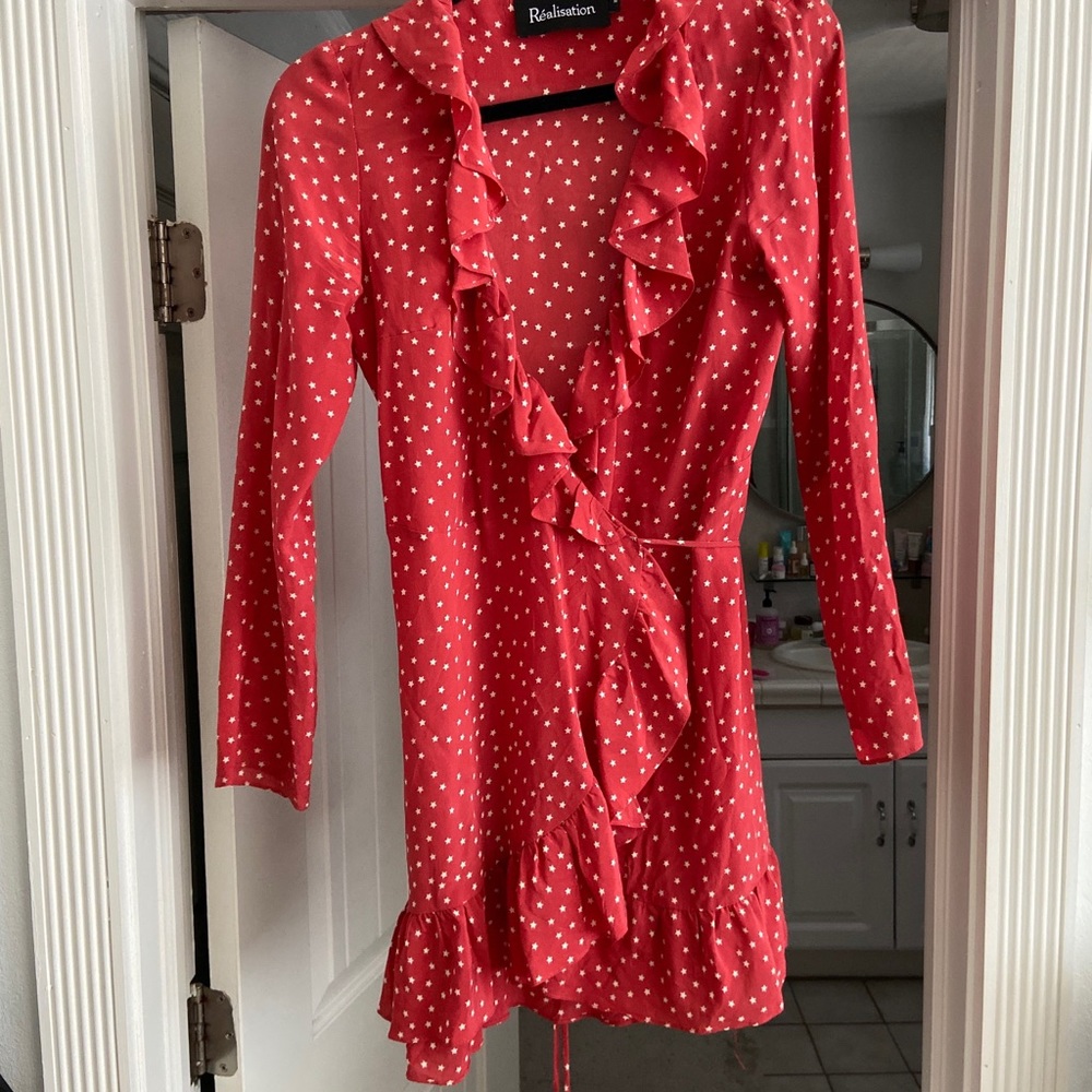 Realisation par Alexander Red Star Silk Wrap Dress